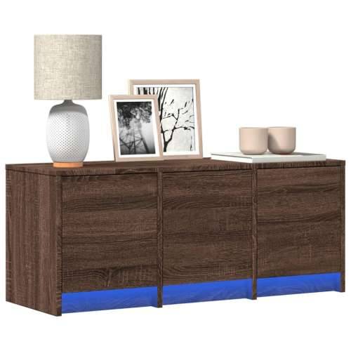 TV ormarić s LED svjetlima boja hrasta 97x34x40 cm drveni - Smeđi hrast 1 97 cm Cijena