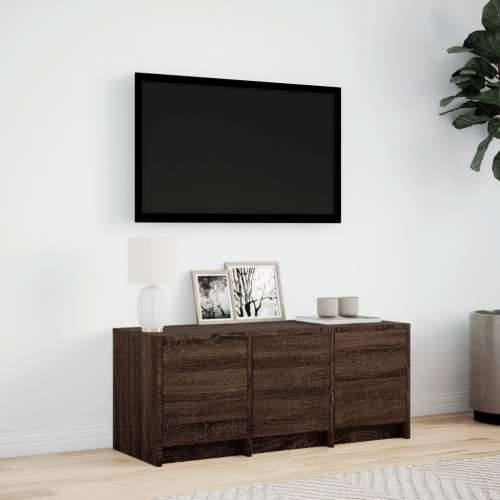 TV ormarić s LED svjetlima boja hrasta 97x34x40 cm drveni - Smeđi hrast 1 97 cm Cijena