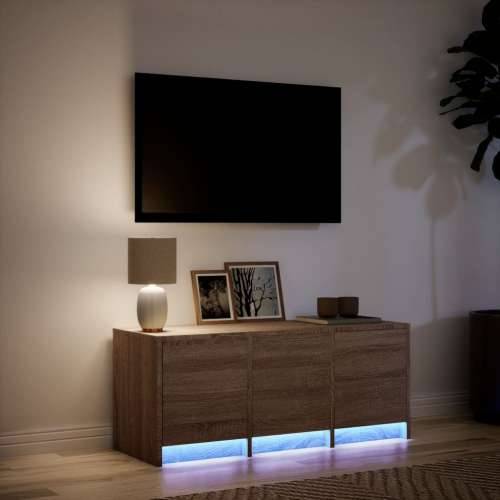 TV ormarić s LED svjetlima boja hrasta 97x34x40 cm drveni - Smeđi hrast 1 97 cm Cijena