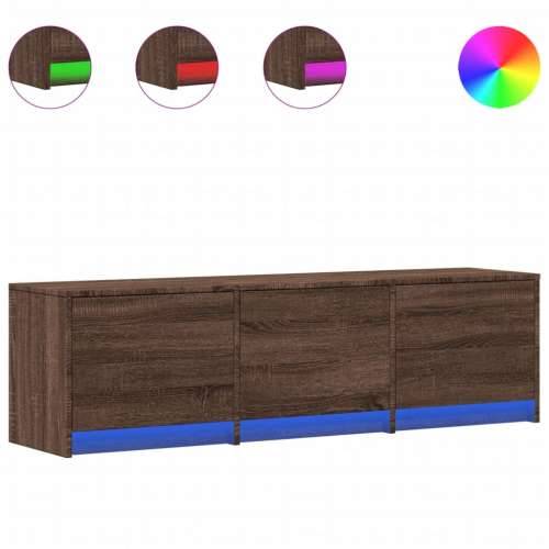 TV ormarić s LED svjetlima boja hrasta 140x34x40 cm drveni - Smeđi hrast 1 140 cm Cijena