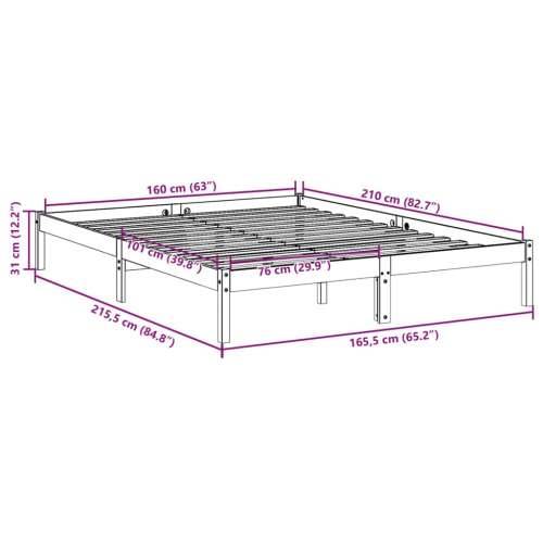 Dugi okvir kreveta bez madraca 160 x 210 cm od borovine - Prirodna 160 x 210 cm Cijena