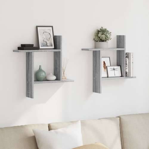 Zidne police 2 kom boja hrasta 50x12x50 cm konstruirano drvo - Sivi hrast sonoma 50 x 12 x 50 cm 1 Cijena