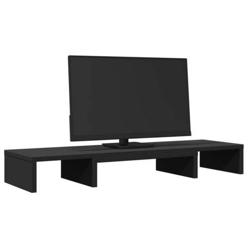 Stalak za monitor podesivi crni 80 x 24 x 10,5 cm drveni - Crna 80 x 24 x 10.5 cm Cijena