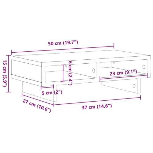 Stalak za monitor siva boja betona 50x27x15 cm drveni - Beton siva 50 x 27 x 15 cm Cijena