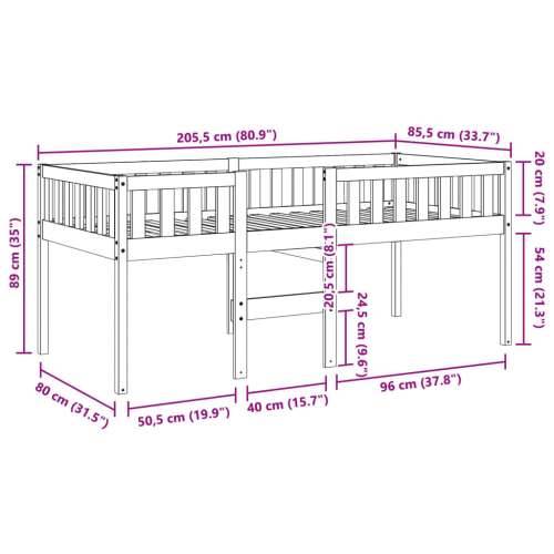 Dječji krevet bez madraca bijeli 80 x 200 cm masivna borovina - Bijela 80 x 200 cm Cijena