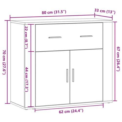 Komoda boja starog drva 80 x 33 x 70 cm od konstruiranog drva - Staro drvo 1 Cijena
