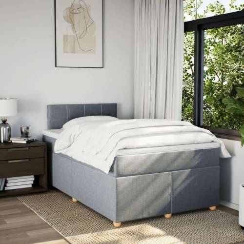 Krevet s oprugama i madracem svjetlosivi 120x190 cm od tkanine - Svjetlosiva 120 x 190 cm Blok s kvadratima Cijena