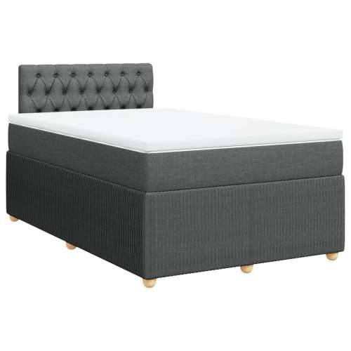 Krevet box spring s madracem tamnosivi 120 x 190 cm tkanina - Tamno siva 120 x 190 cm Dizajn s gumbima Cijena