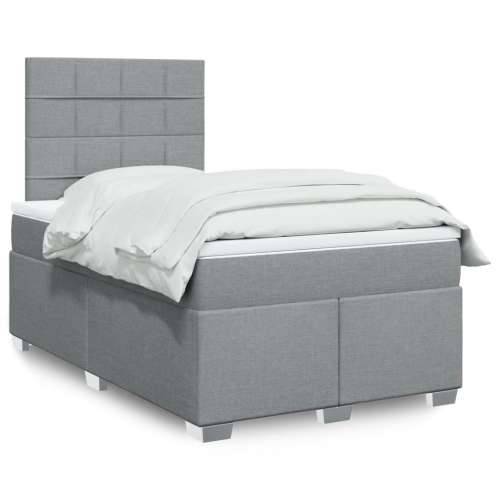 Krevet s oprugama i madracem svjetlosivi 120x190 cm od tkanine - Svjetlosiva 120 x 190 cm Blok s kvadratima Cijena