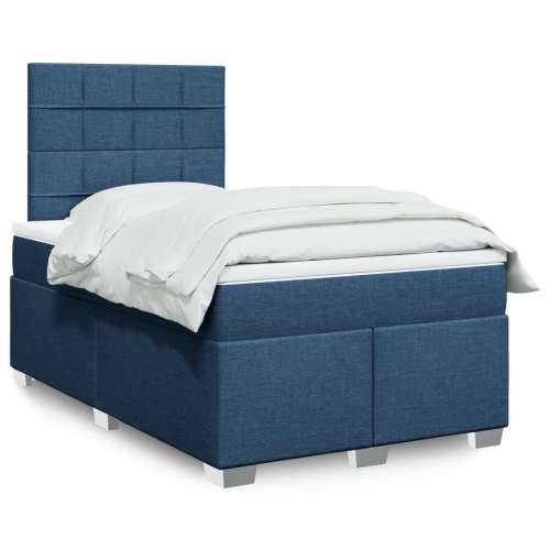 Krevet s oprugama i madracem plavi 120 x 190 cm od tkanine - Plava 120 x 190 cm Blok s kvadratima Cijena