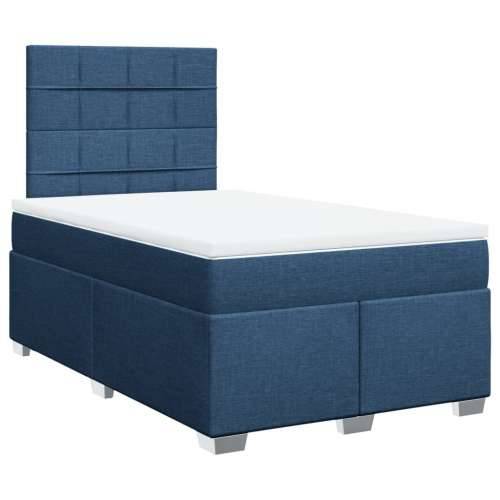 Krevet s oprugama i madracem plavi 120 x 190 cm od tkanine - Plava 120 x 190 cm Blok s kvadratima Cijena