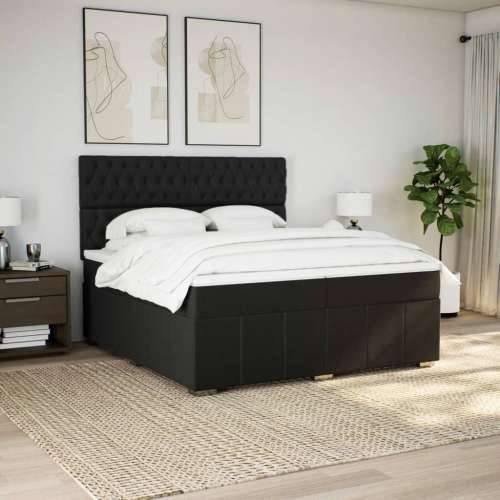 Krevet s oprugama i madracem crni 200x200 cm od tkanine - Crna 200 x 200 cm Dizajn s gumbima Cijena