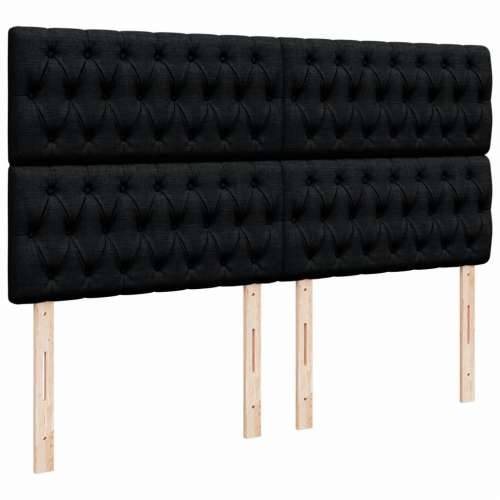 Krevet s oprugama i madracem crni 200x200 cm od tkanine - Crna 200 x 200 cm Dizajn s gumbima Cijena