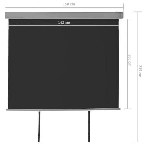 Balkonska bočna tenda višenamjenska 150 x 200 cm crna Cijena
