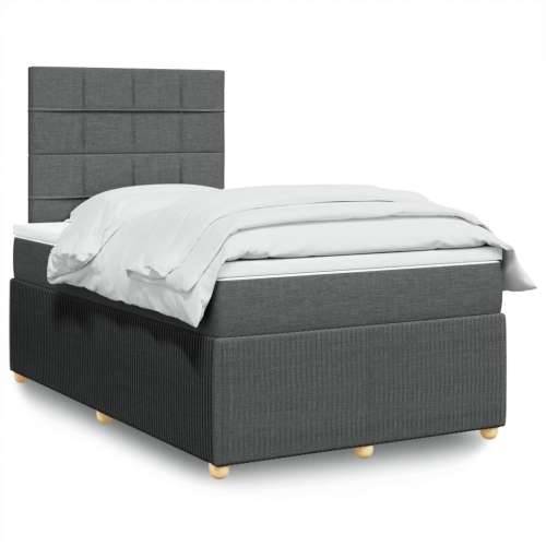 Krevet box spring s madracem tamnosivi 120 x 190 cm tkanina - Tamno siva 120 x 190 cm Blok s kvadratima Cijena