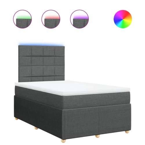 Krevet box spring s madracem tamnosivi 120 x 190 cm tkanina - Tamno siva 120 x 190 cm Blok s kvadratima Cijena