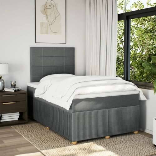 Krevet box spring s madracem tamnosivi 120 x 190 cm tkanina - Tamno siva 120 x 190 cm Blok s kvadratima Cijena