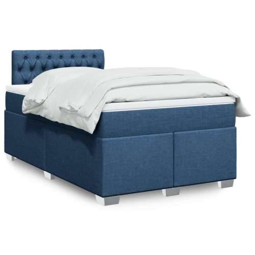 Krevet s oprugama i madracem plavi 120 x 190 cm od tkanine - Plava 120 x 190 cm Dizajn s gumbima Cijena
