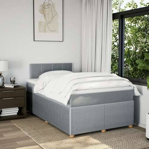 Krevet s oprugama i madracem svjetlosivi 120x190 cm od tkanine - Svjetlosiva 120 x 190 cm Blok s kvadratima Cijena