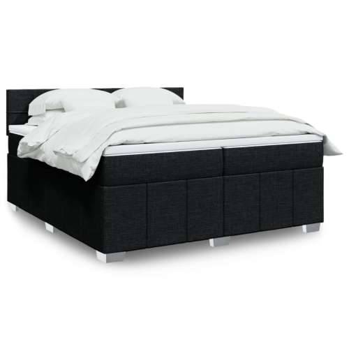 Krevet s oprugama i madracem crni 200x200 cm od tkanine - Crna 200 x 200 cm Blok s kvadratima Cijena