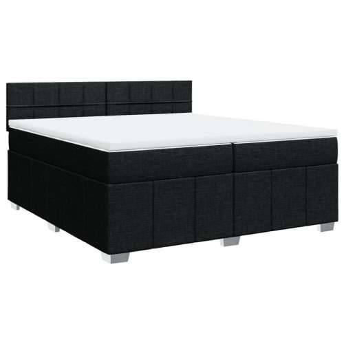 Krevet s oprugama i madracem crni 200x200 cm od tkanine - Crna 200 x 200 cm Blok s kvadratima Cijena