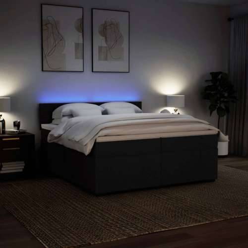 Krevet s oprugama i madracem crni 200x200 cm od tkanine - Crna 200 x 200 cm Blok s kvadratima Cijena
