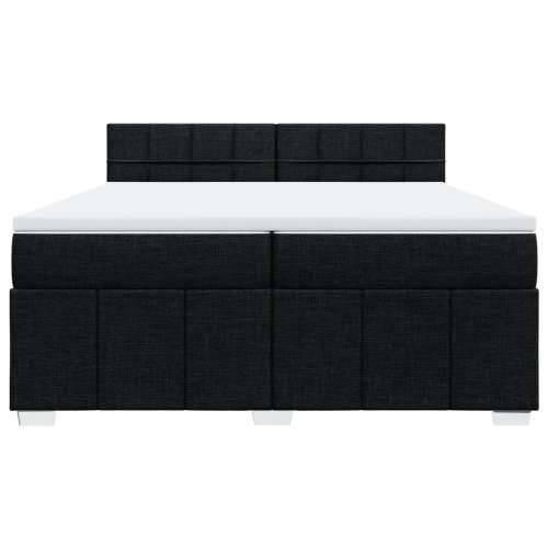 Krevet s oprugama i madracem crni 200x200 cm od tkanine - Crna 200 x 200 cm Blok s kvadratima Cijena