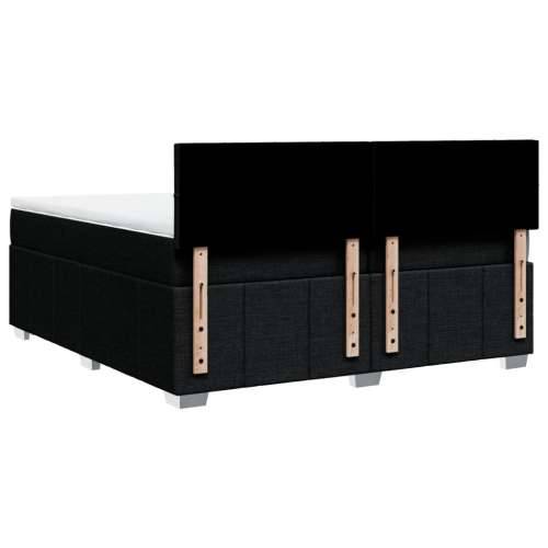 Krevet s oprugama i madracem crni 200x200 cm od tkanine - Crna 200 x 200 cm Blok s kvadratima Cijena