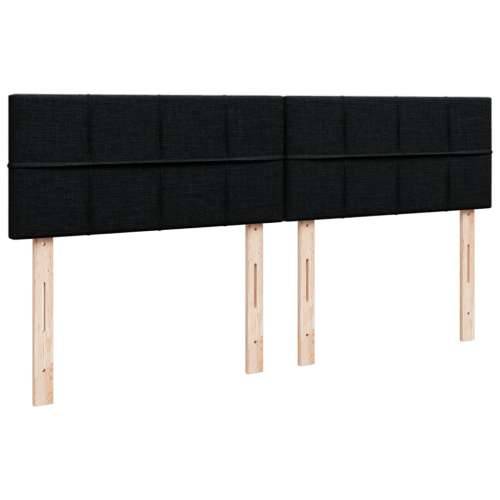 Krevet s oprugama i madracem crni 200x200 cm od tkanine - Crna 200 x 200 cm Blok s kvadratima Cijena