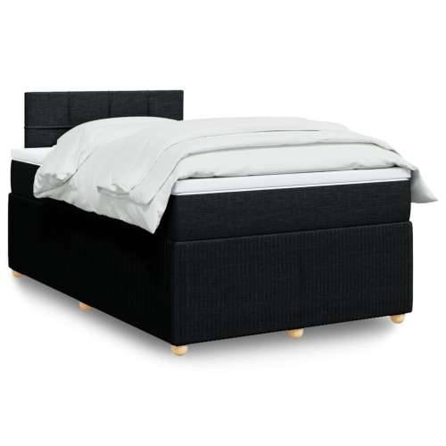 Krevet box spring s madracem crni 120 x 190 cm od tkanine - Crna 120 x 190 cm Blok s kvadratima Cijena