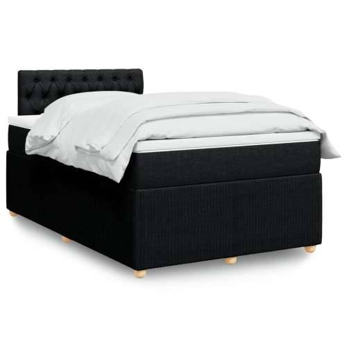 Krevet box spring s madracem crni 120 x 190 cm od tkanine - Crna 120 x 190 cm Dizajn s gumbima Cijena