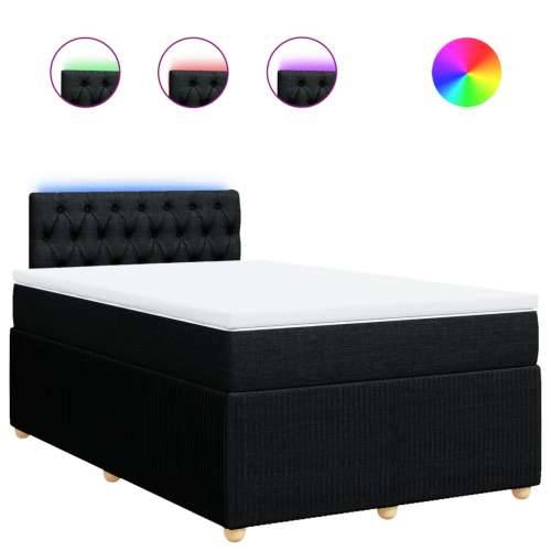 Krevet box spring s madracem crni 120 x 190 cm od tkanine - Crna 120 x 190 cm Dizajn s gumbima Cijena