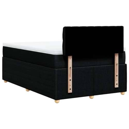 Krevet box spring s madracem crni 120 x 190 cm od tkanine - Crna 120 x 190 cm Dizajn s gumbima Cijena