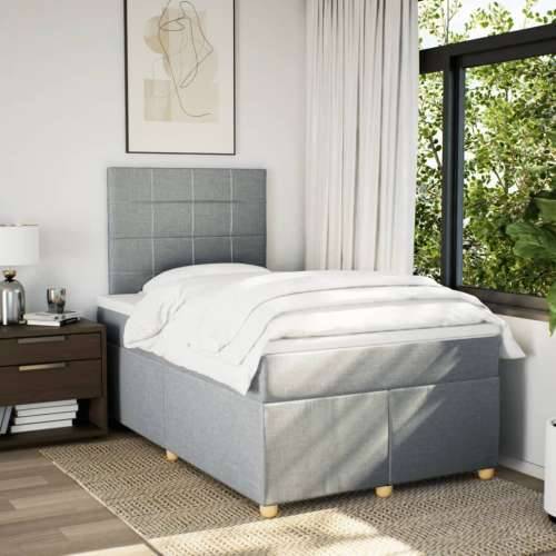 Krevet s oprugama i madracem svjetlosivi 120x190 cm od tkanine - Svjetlosiva 120 x 190 cm Blok s kvadratima Cijena