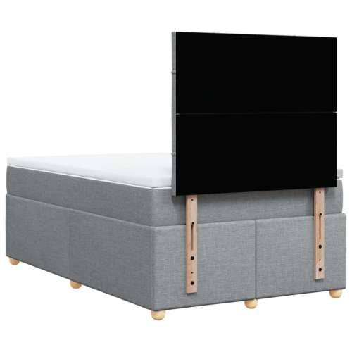 Krevet s oprugama i madracem svjetlosivi 120x190 cm od tkanine - Svjetlosiva 120 x 190 cm Blok s kvadratima Cijena