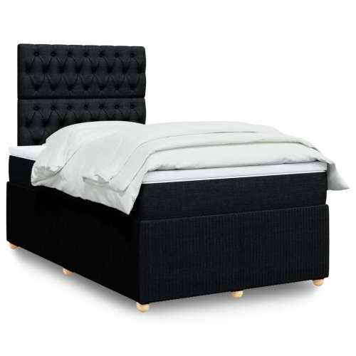 Krevet box spring s madracem crni 120 x 190 cm od tkanine - Crna 120 x 190 cm Dizajn s gumbima Cijena