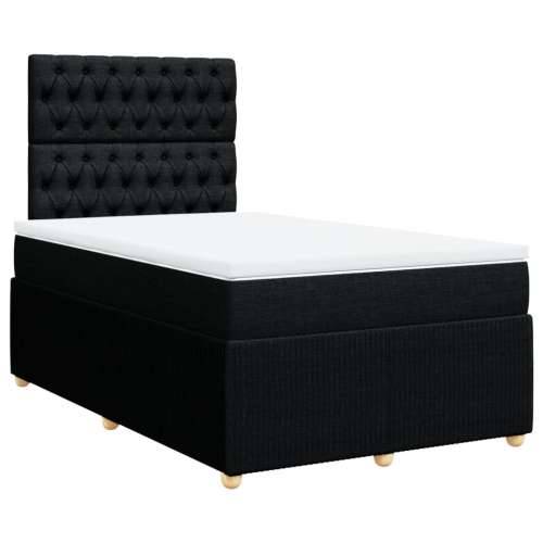 Krevet box spring s madracem crni 120 x 190 cm od tkanine - Crna 120 x 190 cm Dizajn s gumbima Cijena