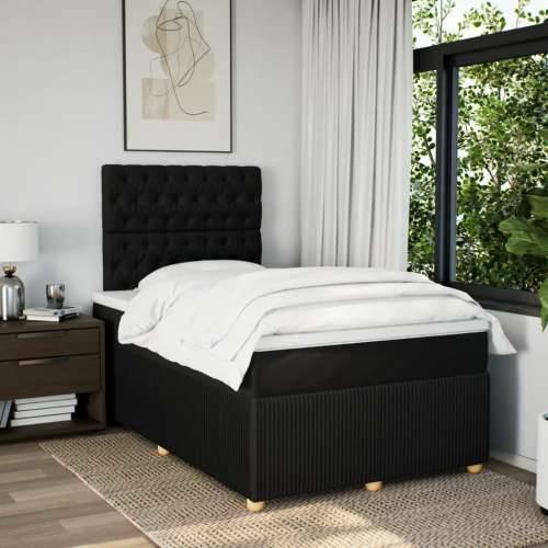 Krevet box spring s madracem crni 120 x 190 cm od tkanine - Crna 120 x 190 cm Dizajn s gumbima Cijena