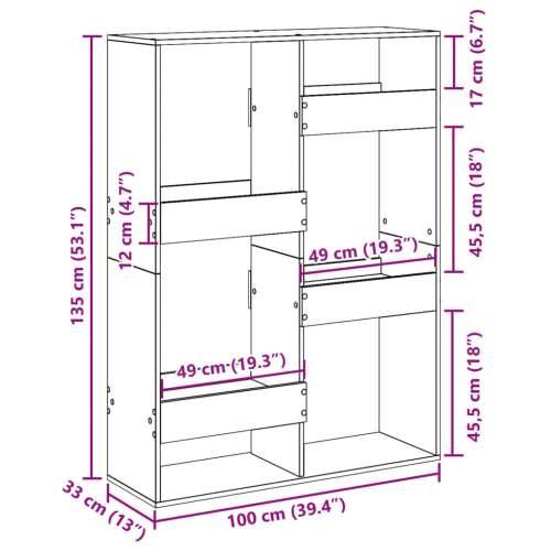 Paravan - Sobna pregrada boja betona 100x33x135 cm konstruirano drvo - Beton siva 1 135 cm Cijena