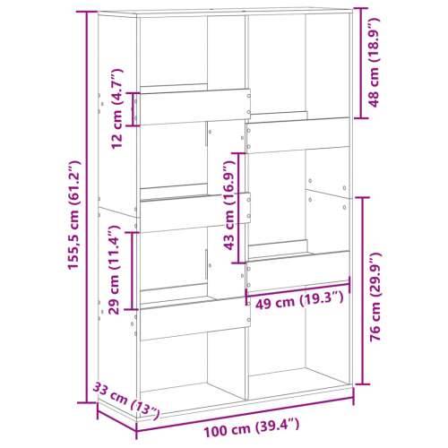 Paravan - Sobna pregrada boja hrasta 100x33x155,5 cm konstruirano drvo - Smeđi hrast 1 155.5 cm Cijena