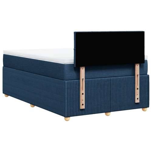 Krevet s oprugama i madracem plavi 120 x 190 cm od tkanine - Plava 120 x 190 cm Blok s kvadratima Cijena