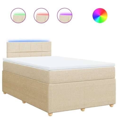 Krevet box spring s madracem krem 120 x 190 cm od tkanine - Krema 120 x 190 cm Blok s kvadratima Cijena