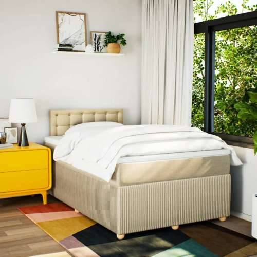 Krevet box spring s madracem krem 120 x 190 cm od tkanine - Krema 120 x 190 cm gumbi Cijena