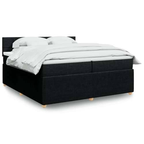 Krevet s oprugama i madracem crni 200x200 cm od tkanine - Crna 200 x 200 cm Blok s kvadratima Cijena