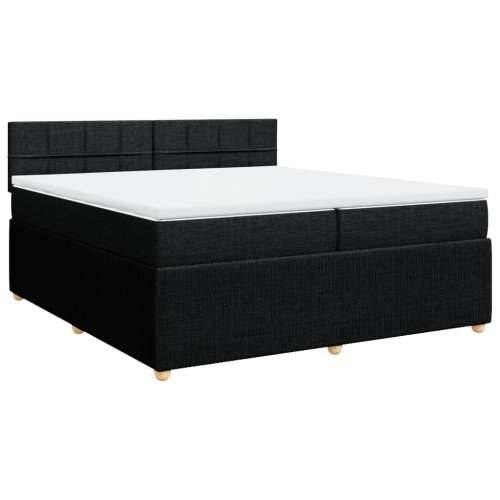 Krevet s oprugama i madracem crni 200x200 cm od tkanine - Crna 200 x 200 cm Blok s kvadratima Cijena