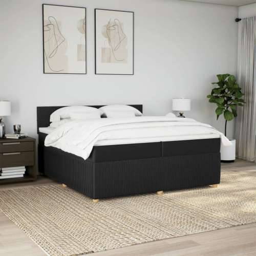 Krevet s oprugama i madracem crni 200x200 cm od tkanine - Crna 200 x 200 cm Blok s kvadratima Cijena