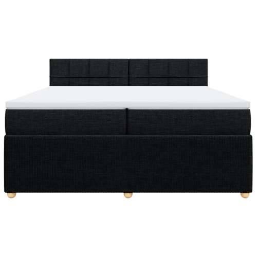 Krevet s oprugama i madracem crni 200x200 cm od tkanine - Crna 200 x 200 cm Blok s kvadratima Cijena