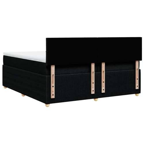 Krevet s oprugama i madracem crni 200x200 cm od tkanine - Crna 200 x 200 cm Blok s kvadratima Cijena