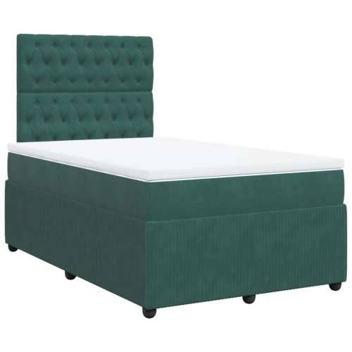 Krevet box spring s madracem tamnozeleni 120x190 cm baršunasti - Tamnozelena 120 x 190 cm Dizajn s gumbima Cijena