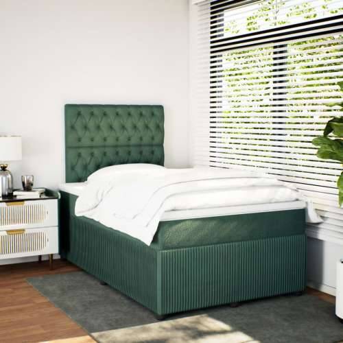 Krevet box spring s madracem tamnozeleni 120x190 cm baršunasti - Tamnozelena 120 x 190 cm Dizajn s gumbima Cijena